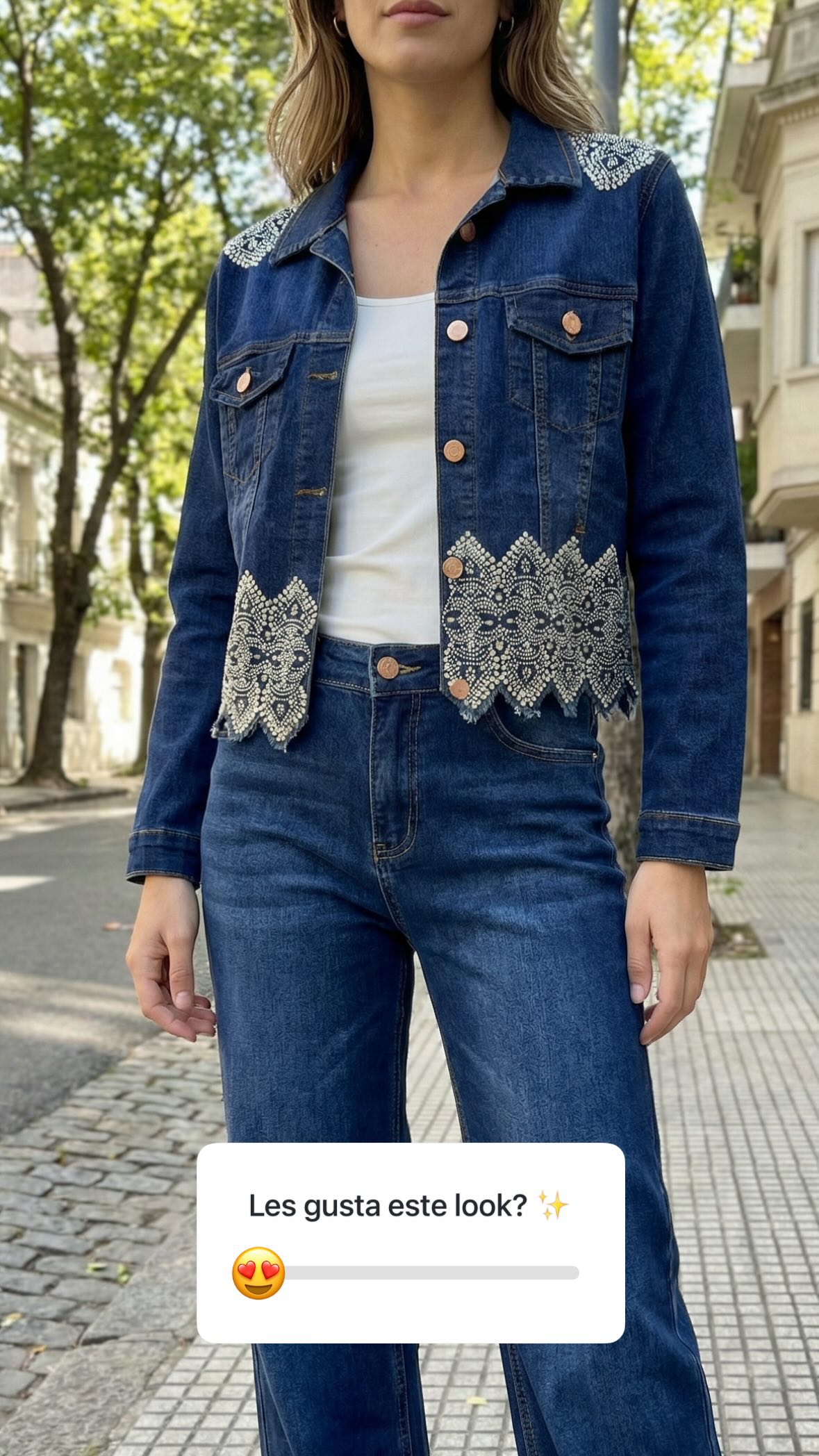Campera azul puntilla street